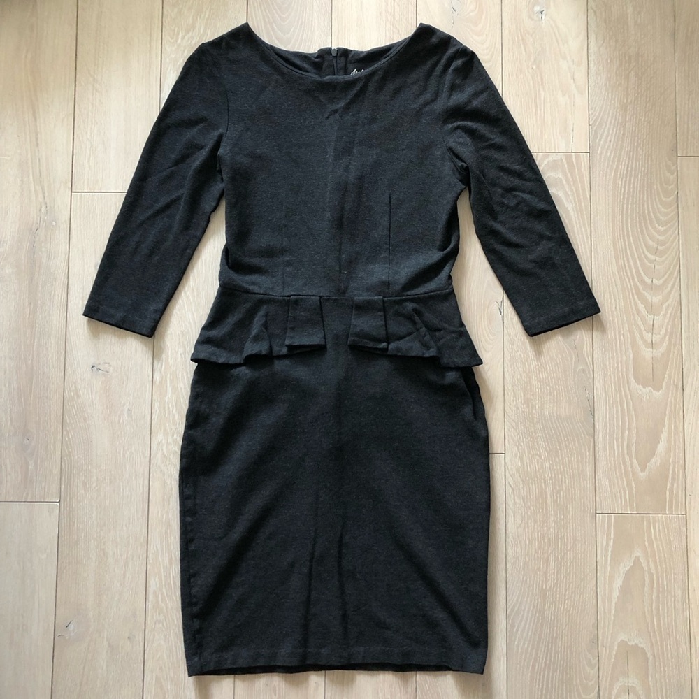 Sandra Angelozzi Peplum 1/2 Sleeve Mini Dress in Dark Grey Size 3